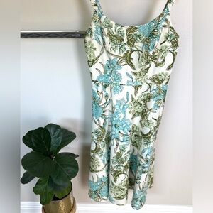 LOFT Floral Green and Blue Dress